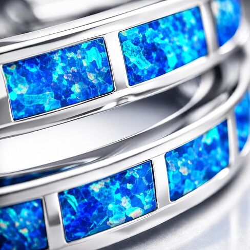 Blue Fire Opal Hoop Earrings for Women – Silver-Plated Inlay Hoops – Lightweight Boho Earrings – Ocean Style Jewelry Gift in Kuwait