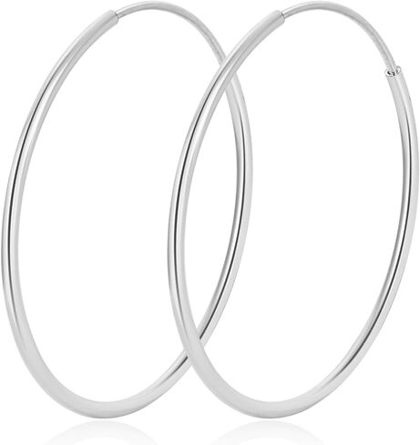 LOUMILEO 1.2MM 925 Sterling Silver Hoop Earrings Hypoallergenic Thin Silver Hoop Earrings for Women Lightweight Large Big Endless Hoops Earring 30/40/50/60MM in Saudi Arabia