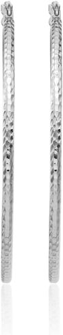 IceCarats 10K Solid White Gold Round Extra Large Hoop Earrings 50mm 2 inch Snap Back, Diamond Cut For Her in Kuwait