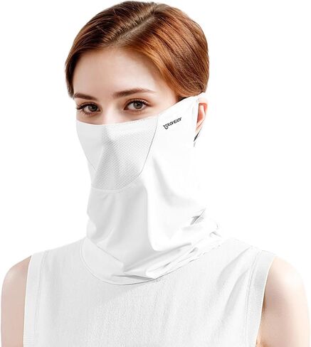 PROUDDEMON UPF 50+ UV Face Mask for Women & Men – Ice Silk Full Face Sun Shield Neck Gaiter, Breathable Cooling Veil for Outdoor Protection (White) in Kuwait
