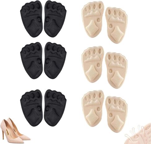 6PCS Upgraded Metatarsal Pads for Women, Shoe Inserts for Women, Non-Slip Shoe Inserts for High Heels, Ball of Foot Cushions Relief and Comfort, Fits Any (3Pair Beige+3Pair Black) in Kuwait