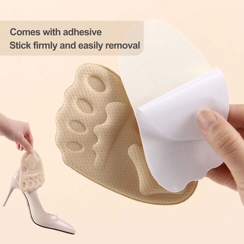 6PCS Upgraded Metatarsal Pads for Women, Shoe Inserts for Women, Non-Slip Shoe Inserts for High Heels, Ball of Foot Cushions Relief and Comfort, Fits Any (3Pair Beige+3Pair Black) in Kuwait