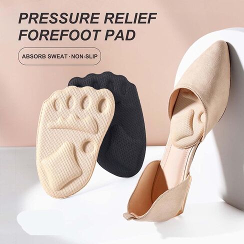 6PCS Upgraded Metatarsal Pads for Women, Shoe Inserts for Women, Non-Slip Shoe Inserts for High Heels, Ball of Foot Cushions Relief and Comfort, Fits Any (3Pair Beige+3Pair Black) in Kuwait