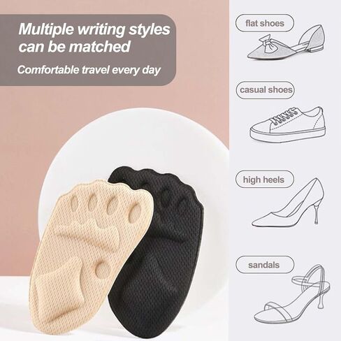 6PCS Upgraded Metatarsal Pads for Women, Shoe Inserts for Women, Non-Slip Shoe Inserts for High Heels, Ball of Foot Cushions Relief and Comfort, Fits Any (3Pair Beige+3Pair Black) in Kuwait