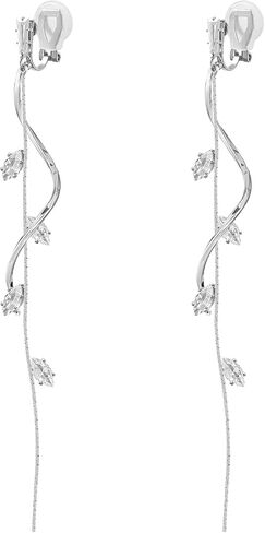 ASOQOLA Clip on Earrings Non Pierced for Women Long Dangle Drop Clip Earrings - Cubic Zirconia Leaf Earrings for Women Wedding Party Prom Jewelry Gifts in Saudi Arabia