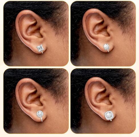 4 Pairs Cubic Zirconia Clip Earrings for Women Dance Competition - Non Pierced Diamond Clip On Earrings studs for Men in Kuwait