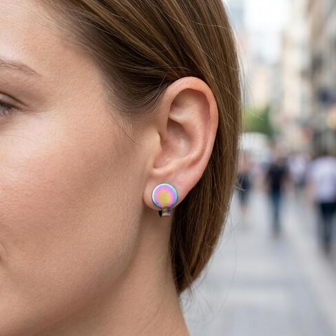 8 PCS Keloid Compression Earrings, 12mm Round Clip-On Design in Silver, Black, Multicolor, and Gold,Pressure Earrings for Keloids with Adjustable Tension for Comfortable Wear ﻿ in Saudi Arabia