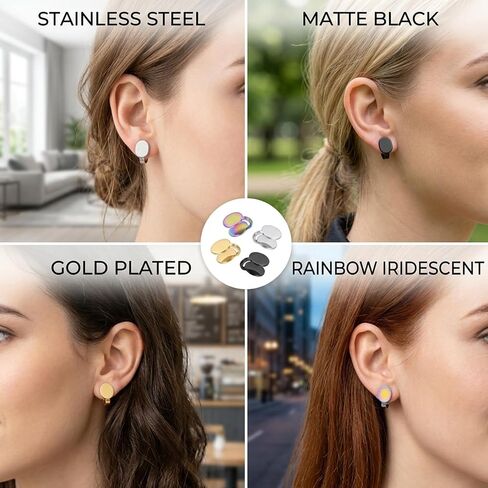 8 PCS Keloid Compression Earrings, 12mm Round Clip-On Design in Silver, Black, Multicolor, and Gold,Pressure Earrings for Keloids with Adjustable Tension for Comfortable Wear ﻿ in Saudi Arabia