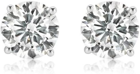 14K Gold Lab Created Diamond Stud Earrings for Women – Round Brilliant Cut Diamond 4 Prong Basket Setting, Screw Back Safety Stud Earrings, F-G Color SI Clarity Fine Jewelry Gift in Saudi Arabia