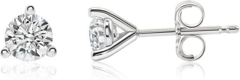14K Gold Lab Created Diamond Stud Earrings for Women – Round Brilliant Cut Diamond 3 Prong Martini Setting, Push Back Safety Stud Earrings, F-G Color SI Clarity Fine Jewelry Gift in Saudi Arabia