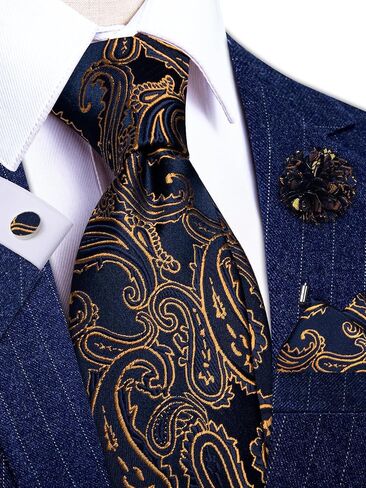 YourTies Tie Set for Men Paisley Necktie Silk Woven Pocket Square Cufflinks Tie Clip Lapel Pin Formal Business Wedding Party in Saudi Arabia