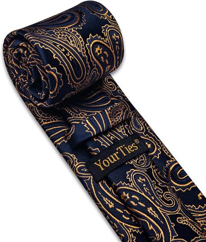 YourTies Tie Set for Men Paisley Necktie Silk Woven Pocket Square Cufflinks Tie Clip Lapel Pin Formal Business Wedding Party in Saudi Arabia