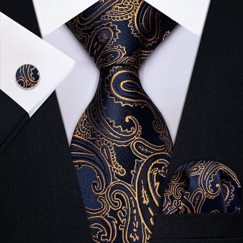 YourTies Tie Set for Men Paisley Necktie Silk Woven Pocket Square Cufflinks Tie Clip Lapel Pin Formal Business Wedding Party in Saudi Arabia