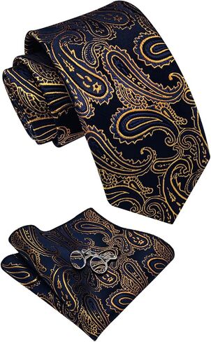 YourTies Tie Set for Men Paisley Necktie Silk Woven Pocket Square Cufflinks Tie Clip Lapel Pin Formal Business Wedding Party in Saudi Arabia