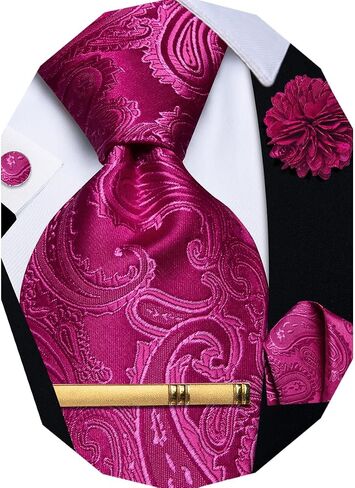 YourTies Tie Set for Men Paisley Necktie Silk Woven Pocket Square Cufflinks Tie Clip Lapel Pin Formal Business Wedding Party in Saudi Arabia