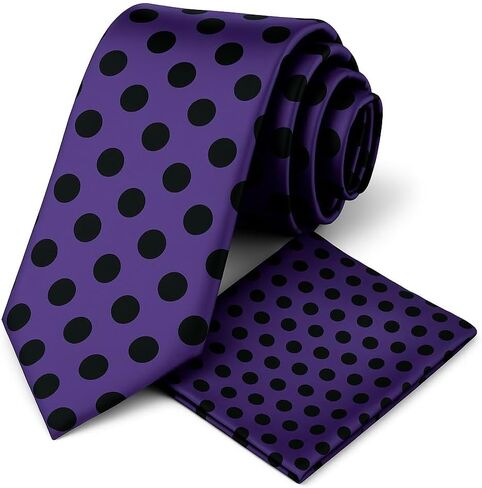 Oliver George Men’s Polka Dot Necktie & Pocket Square Handkerchief Set Casual Business Formal Ties for Suit or Tuxedo in Saudi Arabia