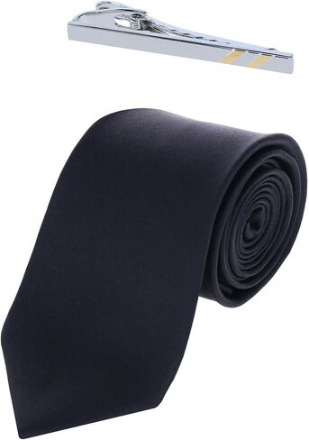 Trafalgar Men's Sutton Silk Neck Tie & Rhodium and Gold Tie Bar Set in Kuwait