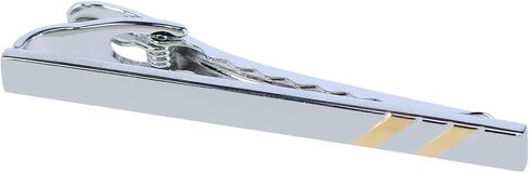 Trafalgar Men's Sutton Silk Neck Tie & Rhodium and Gold Tie Bar Set in Kuwait