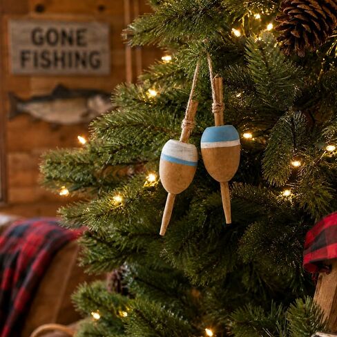 The Bridge Collection Set of 2 Hanging Fishing Bobber Decorations - Rustic Coastal and Lake House Ornaments - Assorted Styles with Two Large and Two Small Bobbers in Kuwait
