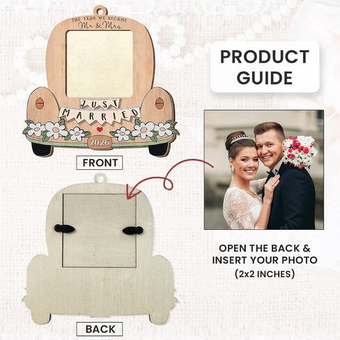 Personalized Wedding Gifts for Couples 2026 - Valentines Day Gifts for Him Her, Bridal Shower Gift for Bride, Newly Wed Gifts for Mr and Mrs Couple, Custom Wooden Ornaments with Picture in Saudi Arabia