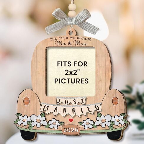 Personalized Wedding Gifts for Couples 2026 - Valentines Day Gifts for Him Her, Bridal Shower Gift for Bride, Newly Wed Gifts for Mr and Mrs Couple, Custom Wooden Ornaments with Picture in Saudi Arabia