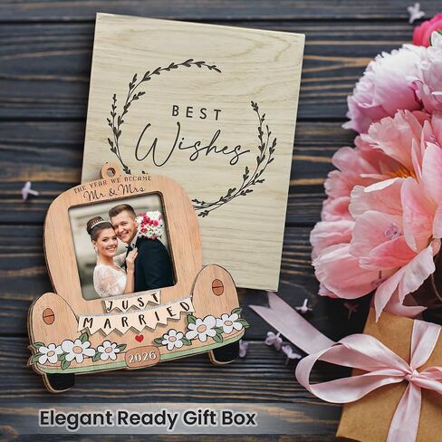 Personalized Wedding Gifts for Couples 2026 - Valentines Day Gifts for Him Her, Bridal Shower Gift for Bride, Newly Wed Gifts for Mr and Mrs Couple, Custom Wooden Ornaments with Picture in Saudi Arabia
