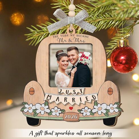 Personalized Wedding Gifts for Couples 2026 - Valentines Day Gifts for Him Her, Bridal Shower Gift for Bride, Newly Wed Gifts for Mr and Mrs Couple, Custom Wooden Ornaments with Picture in Saudi Arabia