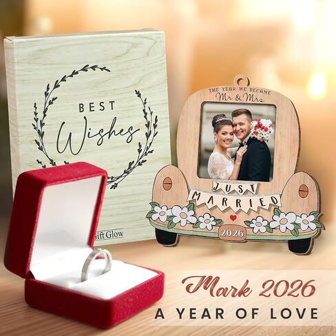 Personalized Wedding Gifts for Couples 2026 - Valentines Day Gifts for Him Her, Bridal Shower Gift for Bride, Newly Wed Gifts for Mr and Mrs Couple, Custom Wooden Ornaments with Picture in Saudi Arabia