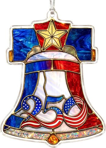 United States 250th Anniversary Bell Ornament 1776-2026, 2D Acrylic 250th Anniversary USA Christmas Tree Ornament, 250 Anniversary USA Merchandise, Patriotic Collectors Decor, Gift for US Citizens in Saudi Arabia