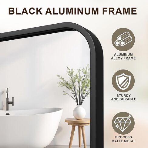 FICTOR Bathroom Mirror, 2 Pack 30"x20" Black Framed Vanity Mirror for Wall, Shatterproof &Anti-Rust Bathroom Mirrors for Over Sink, Bedroom, Living Room, Entryway, Vertical/Horizontal Mount in Kuwait