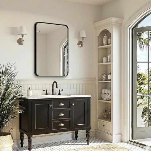 FICTOR Bathroom Mirror, 2 Pack 30"x20" Black Framed Vanity Mirror for Wall, Shatterproof &Anti-Rust Bathroom Mirrors for Over Sink, Bedroom, Living Room, Entryway, Vertical/Horizontal Mount in Kuwait