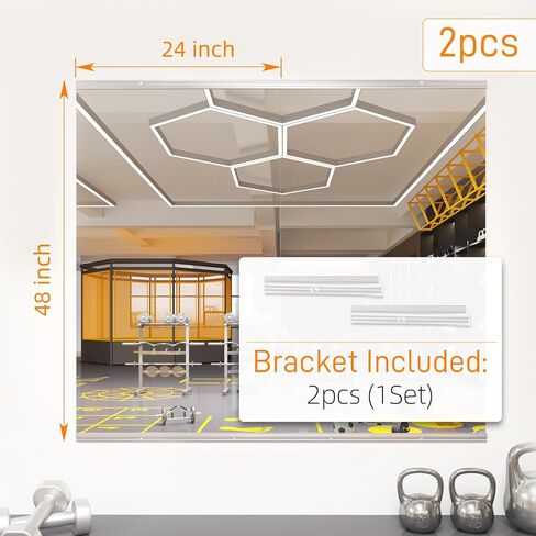 pertetey Home Gym Mirror, 48X24 Inch(Each)-2Pack Large Frameless Tempered Glass Full Body Wall Mounted for Yoga, Exercise, Dance Studio in Kuwait