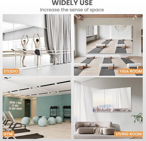 pertetey Home Gym Mirror, 48X24 Inch(Each)-2Pack Large Frameless Tempered Glass Full Body Wall Mounted for Yoga, Exercise, Dance Studio in Kuwait