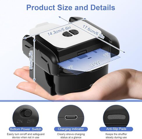 BEE&FLOWER Card Shuffler - Automatic Card Shuffler Low Noise Rechargeable Portable Card Shuffler 1-2 Decks for Poker/UNO/Blackjack/Skip-Bo/Phase 10 in Saudi Arabia