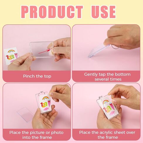 AUGSUN 8 Sets Picture Keychain Making Set,DIY Photo Insert Picture Blank Keychain Set Keychain Picture Holder for Crafts Birthday Christmas Graduation Gifts Classroom Activities Party Favors Set in Kuwait