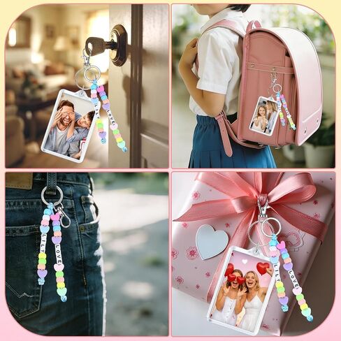 AUGSUN 8 Sets Picture Keychain Making Set,DIY Photo Insert Picture Blank Keychain Set Keychain Picture Holder for Crafts Birthday Christmas Graduation Gifts Classroom Activities Party Favors Set in Kuwait