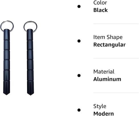 Keyring aluminum Blunt Force in Black, Self Defense Weapon for Women Ladies Girls (Standard 2-Pack) in Kuwait