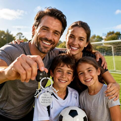 2026 Fathers Day Dad Soccer Gifts from Daughter/Wife/Son,Funny Soccer Keychain for Dad/Stepdad,Personalized Dad Keychain with Football,Cleats,Football Player in Saudi Arabia