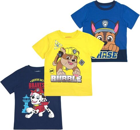تي شيرت Paw Patrol Nickelodeon Boys 3 قطع بأكمام قصيرة للأطفال الصغار والكبار in Kuwait