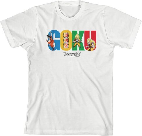 Dragon Ball Z Goku Multi-Colored Text Boy's White T-Shirt in Kuwait