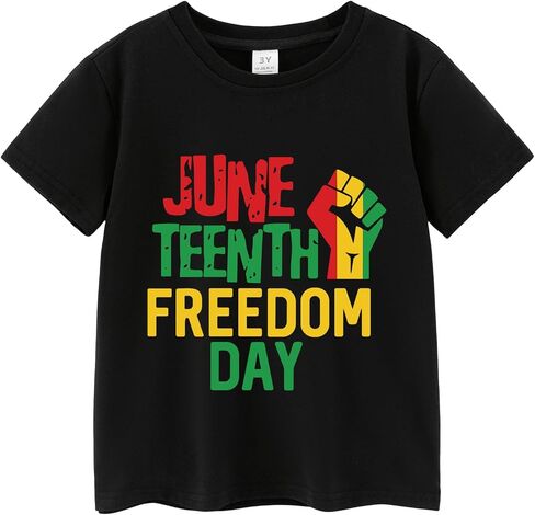 Kids Juneteenth T Shirt 4-8Y Boys Girls Black History Shirt Freedom 1865 Graphic Cotton Top Tees in Kuwait