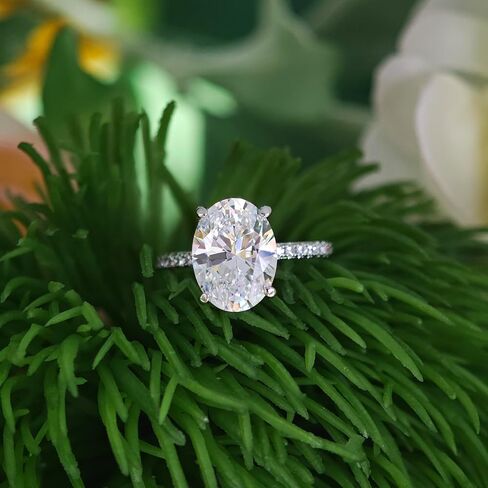 14K White Gold Oval Cut Moissanite Rings 14K Gold 4.0CT Oval Cut Engagement Ring Hidden Halo Moissanite Engagement Ring for Women in Kuwait