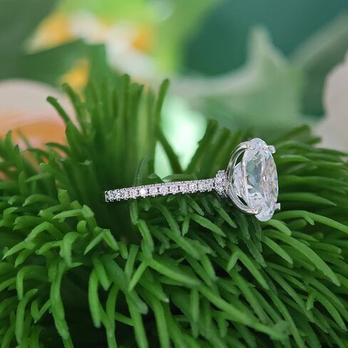 14K White Gold Oval Cut Moissanite Rings 14K Gold 4.0CT Oval Cut Engagement Ring Hidden Halo Moissanite Engagement Ring for Women in Kuwait