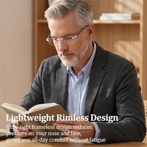 Auto Focus Rimless Reading Glasses Men Women 3 Pack Photochromic Anti-blue Light Glasses Non-Prescription Readers in Saudi Arabia