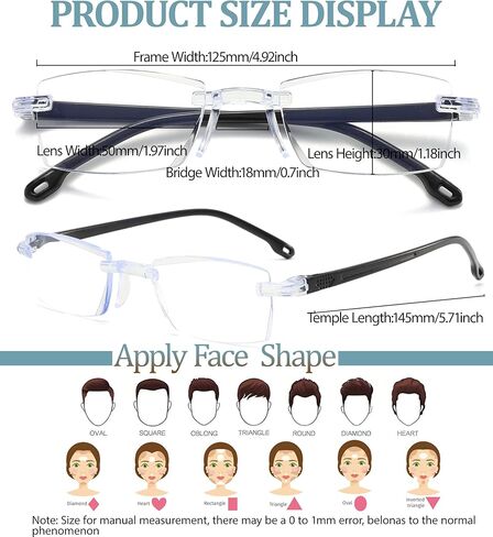 Auto Focus Rimless Reading Glasses Men Women 3 Pack Photochromic Anti-blue Light Glasses Non-Prescription Readers in Saudi Arabia