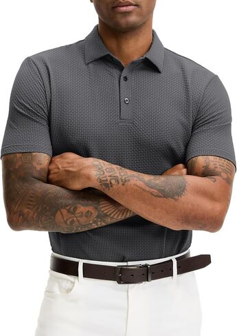JEMLDL Men's Jacquard Polo Shirt Moisture Wicking Quick-Dry Short Sleeve Performance Dry Fit Golf Polo Shirt in Saudi Arabia
