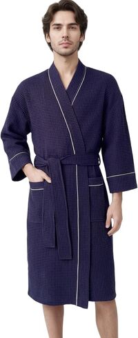 Turkish Waffle Robes for Men, Men's Lightweight Cotton Bathrobe in Saudi Arabia