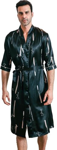 Men's Satin Robe Lightweight Half sleeves Silk Kimono Bathrobe with Shorts Set Sleepwear in Saudi Arabia