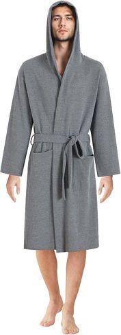 Latuza Men's Waffle Knit Hooded Robe Lightweight Bathrobe in Kuwait