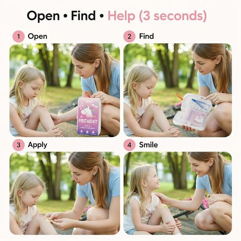 Graid Kids First Aid Kit 88 Pcs—Unicorn Waterproof Travel First Aid Kit for Toddlers, Children& Family | Compact Portable Mini Kit for Car, Camping, School, Backpack & Diaper Bag in Saudi Arabia